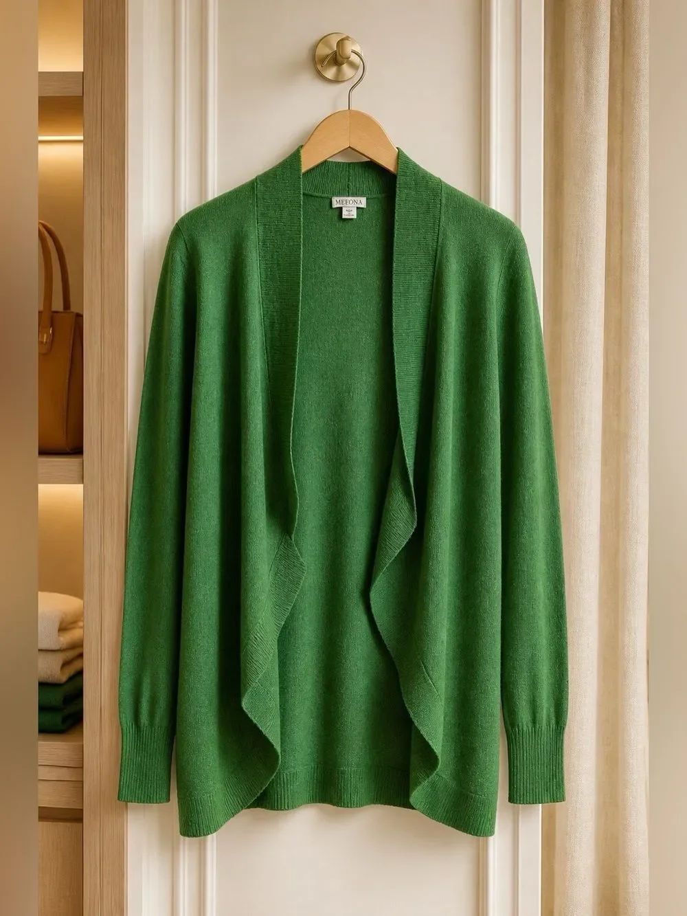 Merona Open Front Green Cardigan Size Medium